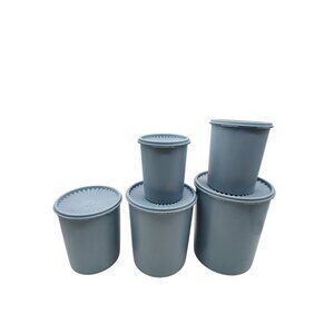 Vintage tupperware Country Blue Servaleir 5 Piece Canister Set